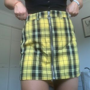 Yellow and black plaid skirt